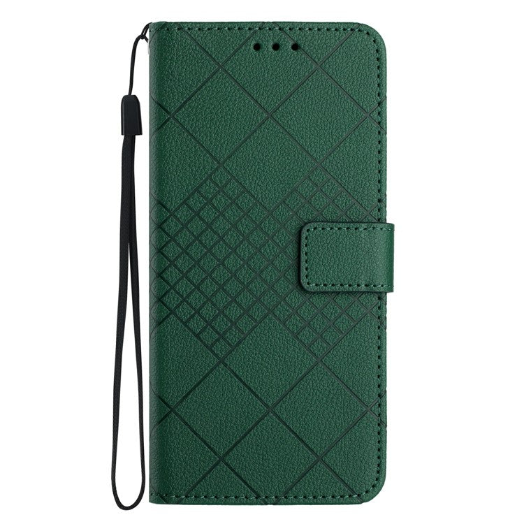 For Motorola Moto G 5G (2025) Wallet Phone Case Imprint PU Leather Flip Folio Cover - Green