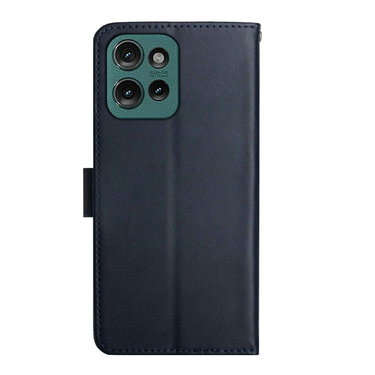 For Motorola Moto G Play (2025) 4G / G Power (2025) Case Genuine Cow Leather Phone Cover Nappa Texture - Blue