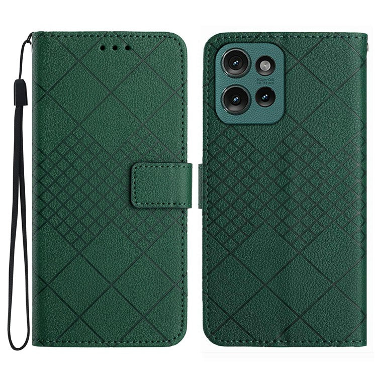 For Motorola Moto G Play (2025) 4G / G Power (2025) Wallet Phone Case Imprint PU Leather Flip Folio Cover - Green