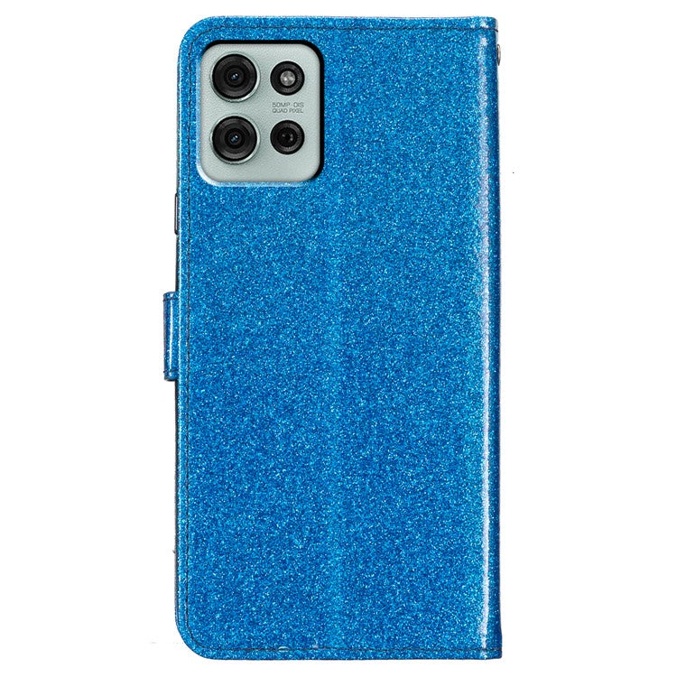 For Motorola Moto G75 5G Wallet Case Glitter Anti-Scratch Leather Phone Cover Stand - Blue