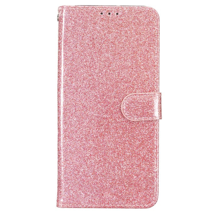 For Motorola Moto G75 5G Wallet Case Glitter Anti-Scratch Leather Phone Cover Stand - Rose Gold