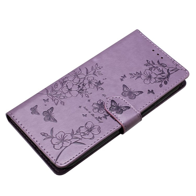 For Motorola Moto G75 5G Wallet Phone Case Butterfly Floral Imprint Leather Flip Cover - Purple