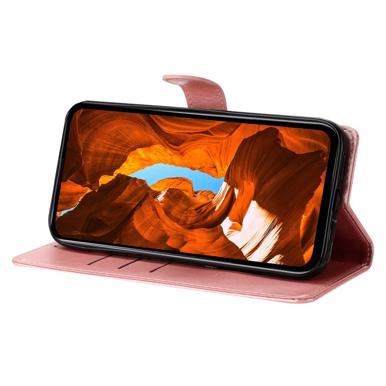 For Motorola Moto G75 5G Wallet Phone Case Butterfly Floral Imprint Leather Flip Cover - Rose Gold