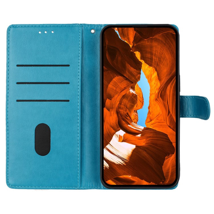 For Motorola Moto G75 5G Wallet Phone Case Butterfly Floral Imprint Leather Flip Cover - Blue