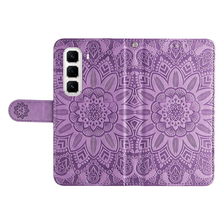 For Infinix Hot 50 Pro+ 4G Case Sunflower Imprint Leather Wallet Phone Cover - Purple