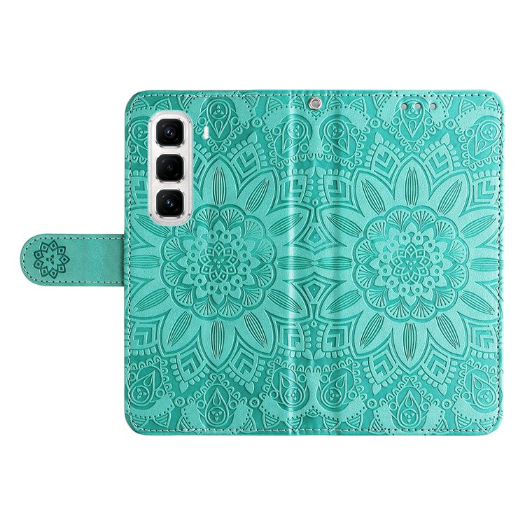 For Infinix Hot 50 Pro+ 4G Case Sunflower Imprint Leather Wallet Phone Cover - Green