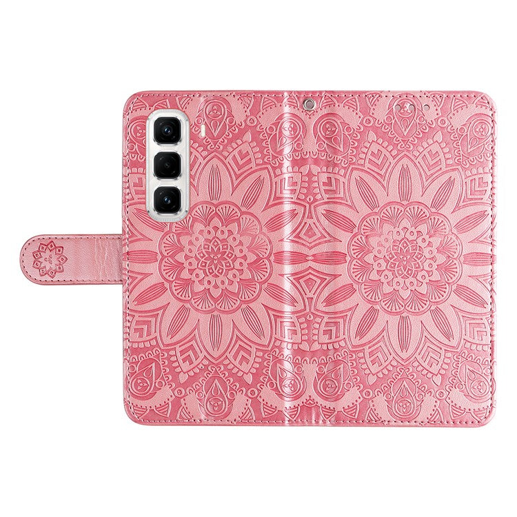 For Infinix Hot 50 Pro+ 4G Case Sunflower Imprint Leather Wallet Phone Cover - Pink