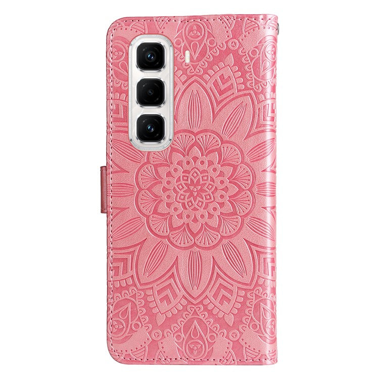 For Infinix Hot 50 Pro+ 4G Case Sunflower Imprint Leather Wallet Phone Cover - Pink