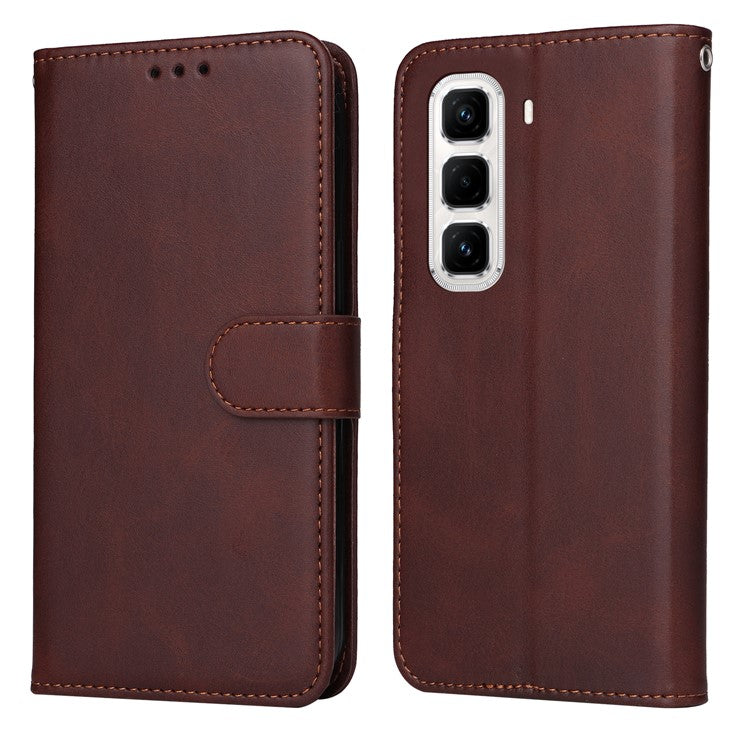 For Infinix Hot 50 Pro+ 4G Case Wallet PU Leather Folio Flip Phone Cover - Brown