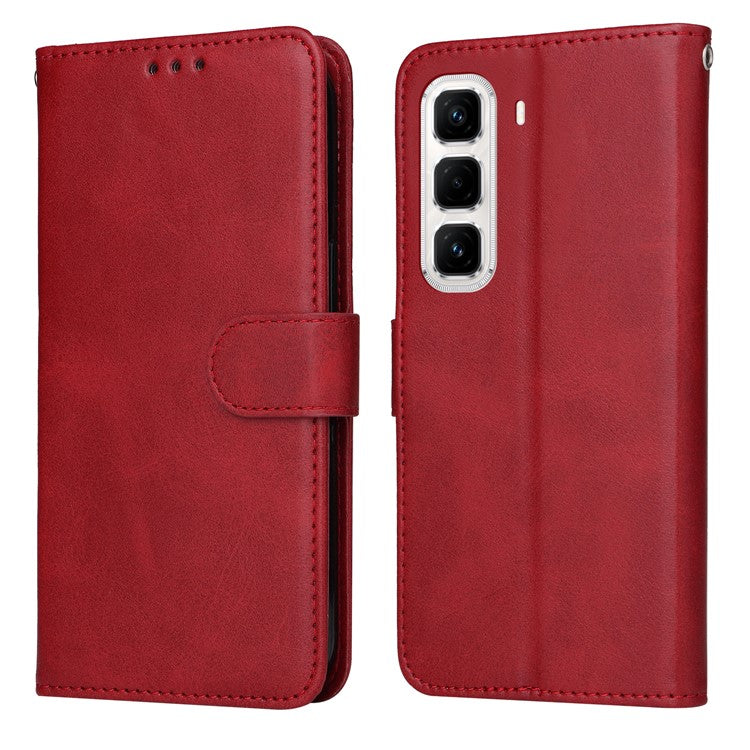 For Infinix Hot 50 Pro+ 4G Case Wallet PU Leather Folio Flip Phone Cover - Red