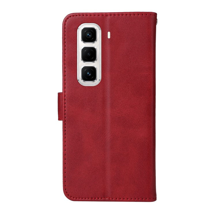 For Infinix Hot 50 Pro+ 4G Case Wallet PU Leather Folio Flip Phone Cover - Red