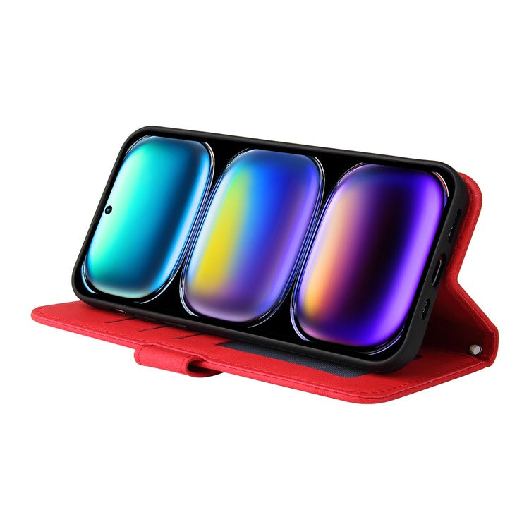 For Infinix Hot 50 Pro+ 4G Wallet Case Skin Touch Leather Phone Cover Tree Pattern Hardware - Red