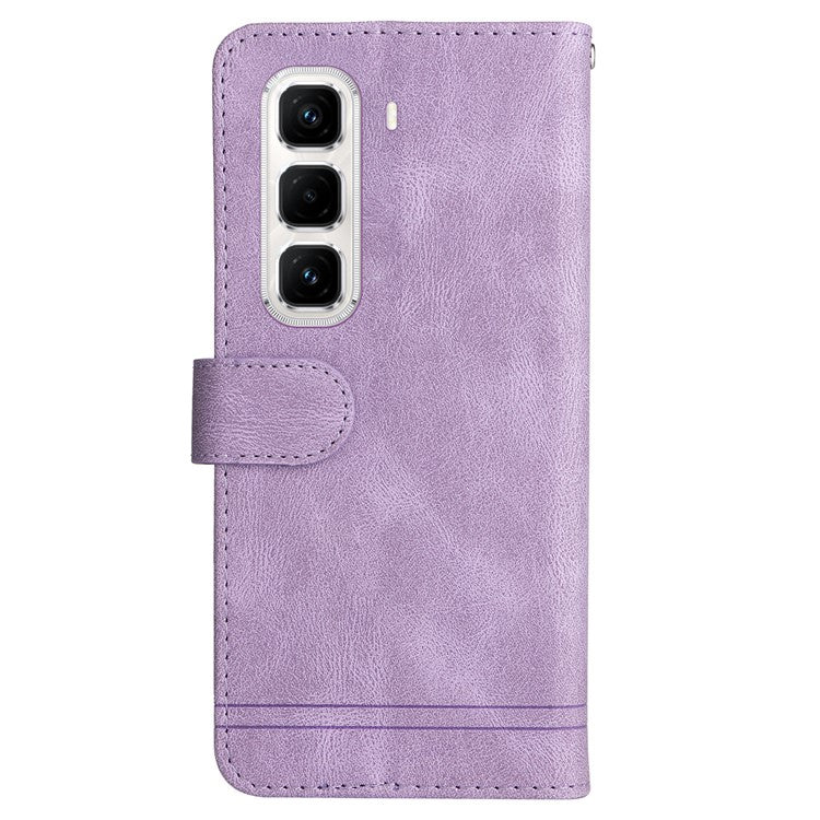 For Infinix Hot 50 Pro+ 4G Wallet Case Skin Touch Leather Phone Cover Tree Pattern Hardware - Purple