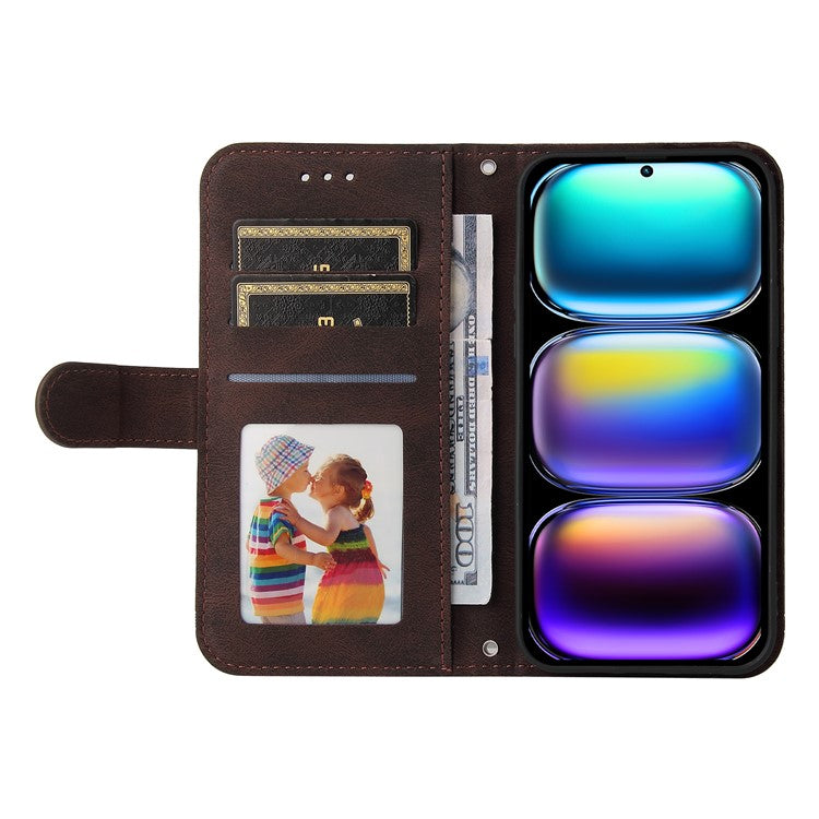 For Infinix Hot 50 Pro+ 4G Wallet Case Skin Touch Leather Phone Cover Tree Pattern Hardware - Brown