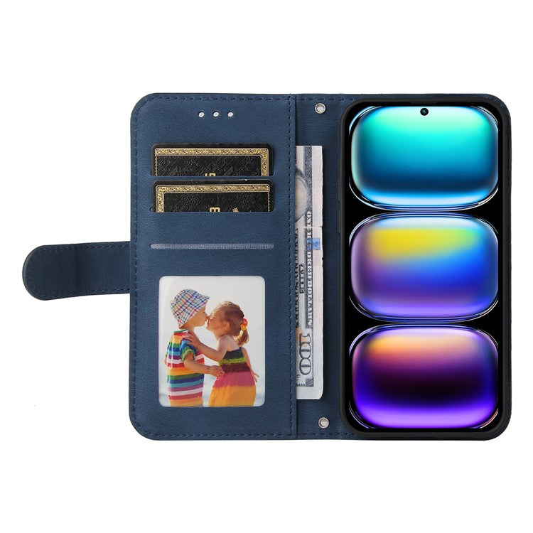 For Infinix Hot 50 Pro+ 4G Wallet Case Skin Touch Leather Phone Cover Tree Pattern Hardware - Blue