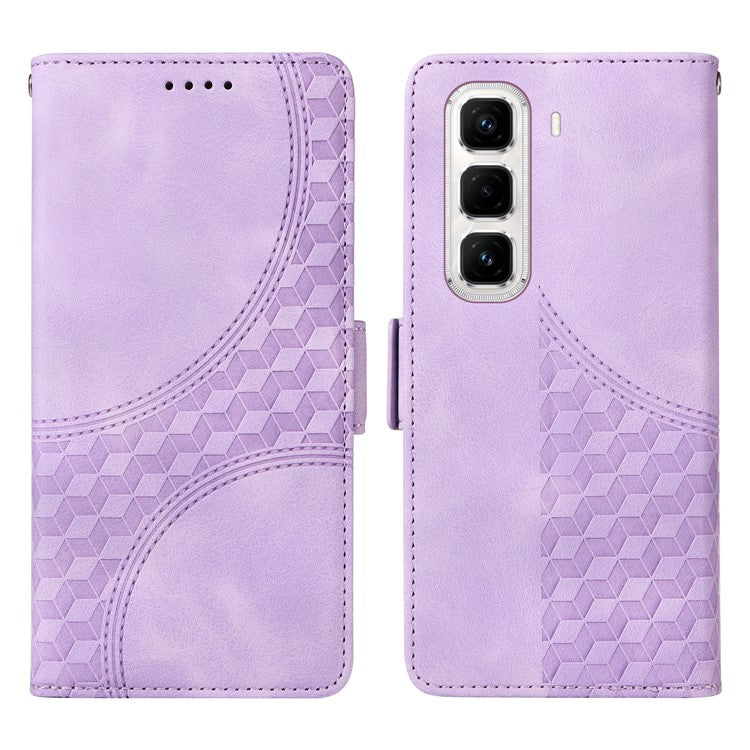 For Infinix Hot 50 Pro+ 4G Case PU Leather Phone Cover Rhombus Starry Imprinted - Purple