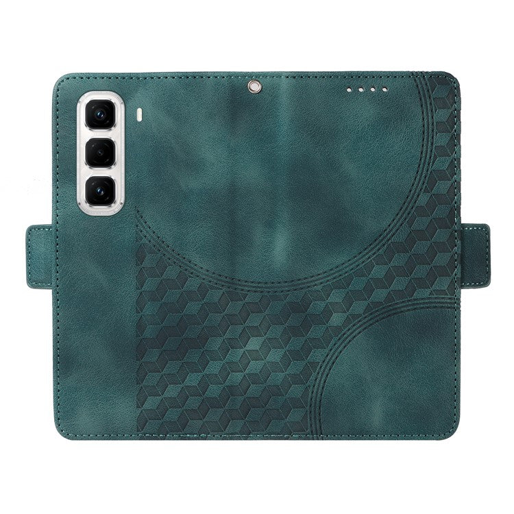 For Infinix Hot 50 Pro+ 4G Case PU Leather Phone Cover Rhombus Starry Imprinted - Green