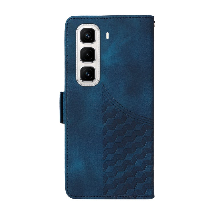 For Infinix Hot 50 Pro+ 4G Case PU Leather Phone Cover Rhombus Starry Imprinted - Blue