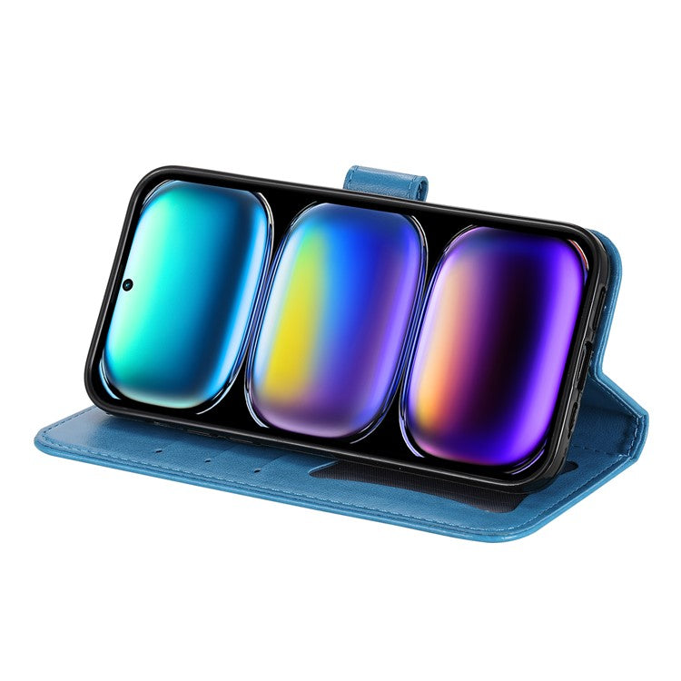 For Infinix Hot 50 Pro+ 4G Case PU Leather Wallet Floral Phone Cover Stand View - Blue