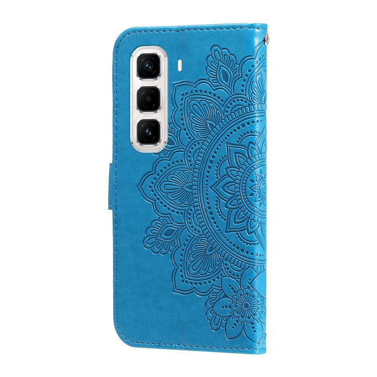 For Infinix Hot 50 Pro+ 4G Case PU Leather Wallet Floral Phone Cover Stand View - Blue