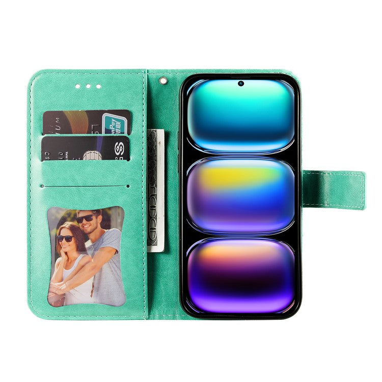 For Infinix Hot 50 Pro+ 4G Case PU Leather Wallet Floral Phone Cover Stand View - Green