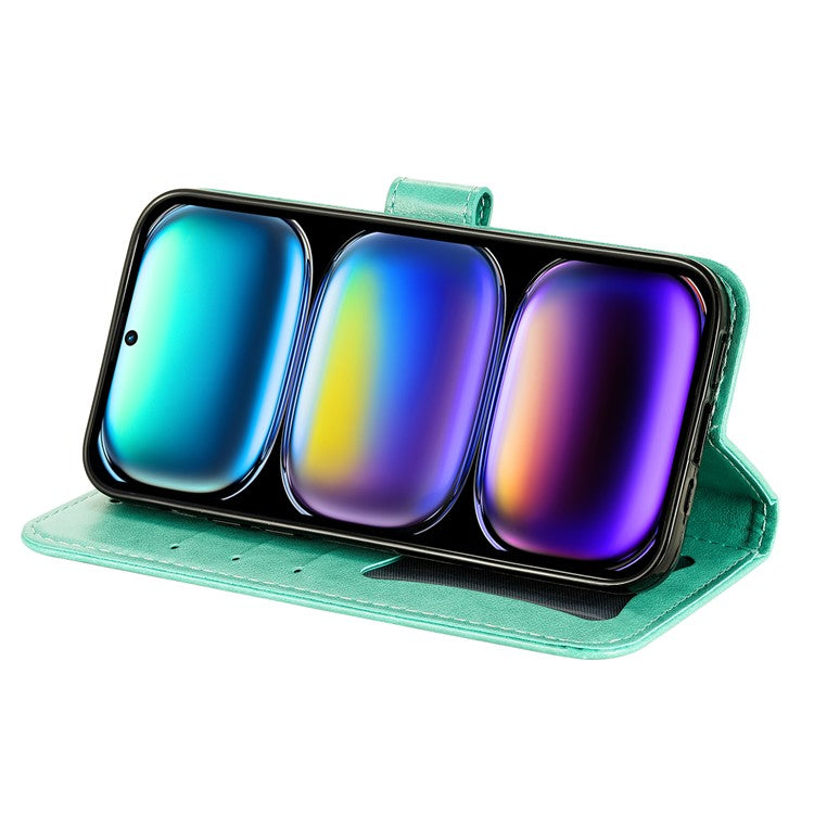 For Infinix Hot 50 Pro+ 4G Case PU Leather Wallet Floral Phone Cover Stand View - Green