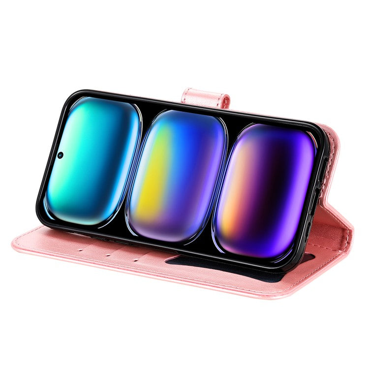 For Infinix Hot 50 Pro+ 4G Case PU Leather Wallet Floral Phone Cover Stand View - Pink