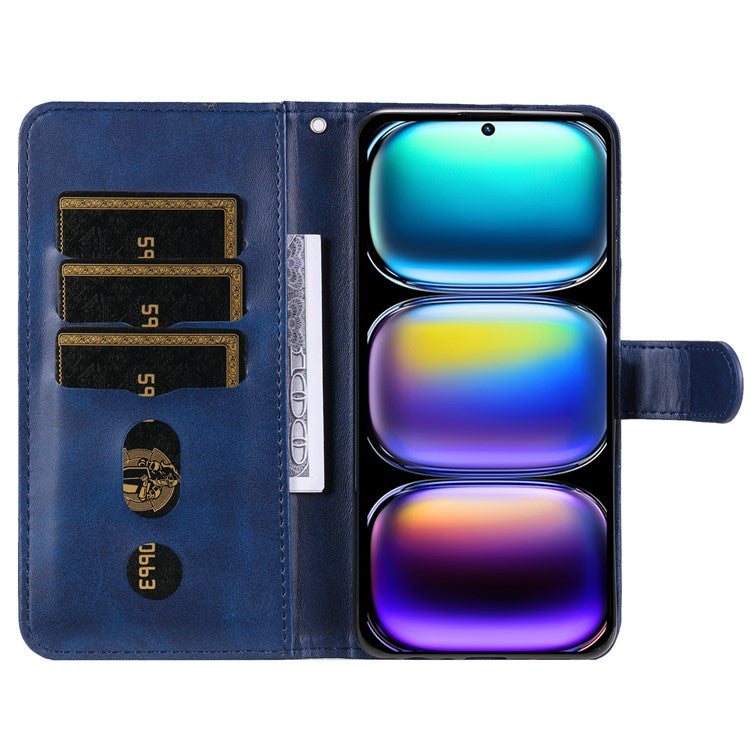 For Infinix Hot 50 Pro+ 4G Case Zipper Wallet Calf Texture PU Leather Phone Cover - Blue