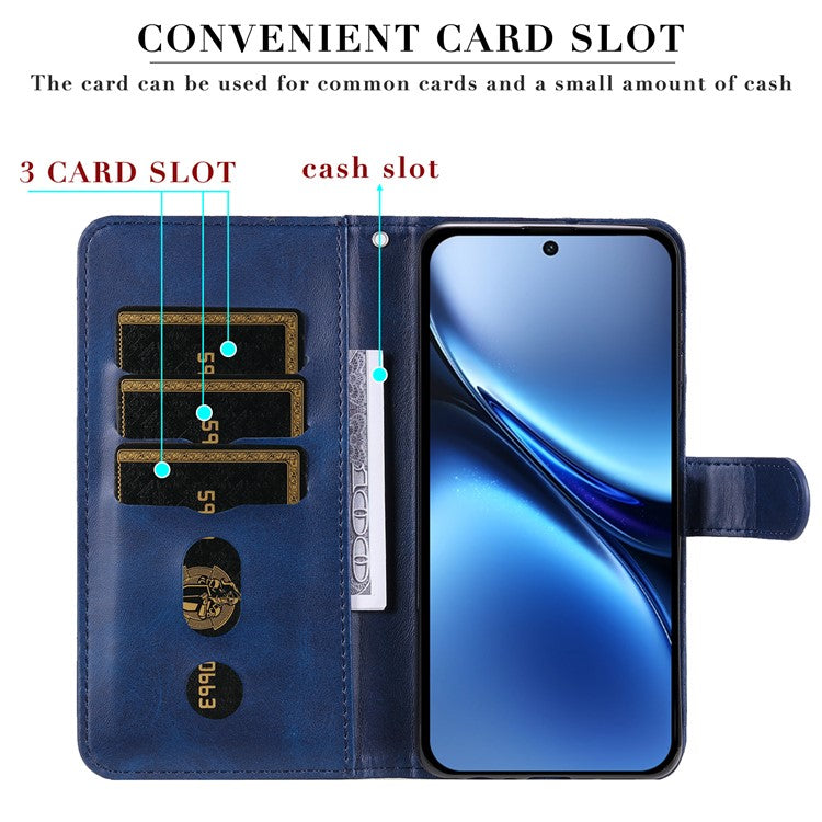 For Infinix Hot 50 Pro+ 4G Case Zipper Wallet Calf Texture PU Leather Phone Cover - Blue
