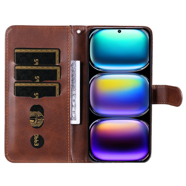 For Infinix Hot 50 Pro+ 4G Case Zipper Wallet Calf Texture PU Leather Phone Cover - Brown