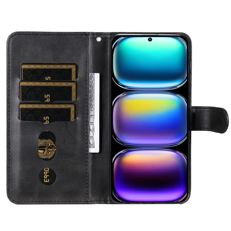 For Infinix Hot 50 Pro+ 4G Case Zipper Wallet Calf Texture PU Leather Phone Cover - Black