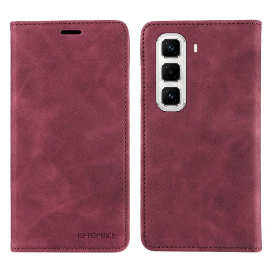 BETOPNICE 003 For Infinix Hot 50 Pro+ 4G Wallet Case Leather Phone Cover with Stand - Red