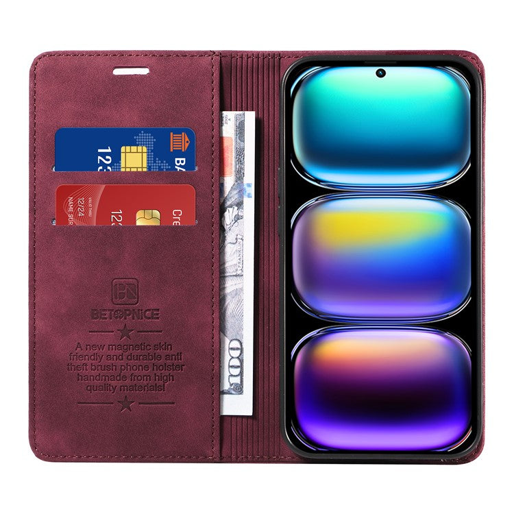 BETOPNICE 003 For Infinix Hot 50 Pro+ 4G Wallet Case Leather Phone Cover with Stand - Red