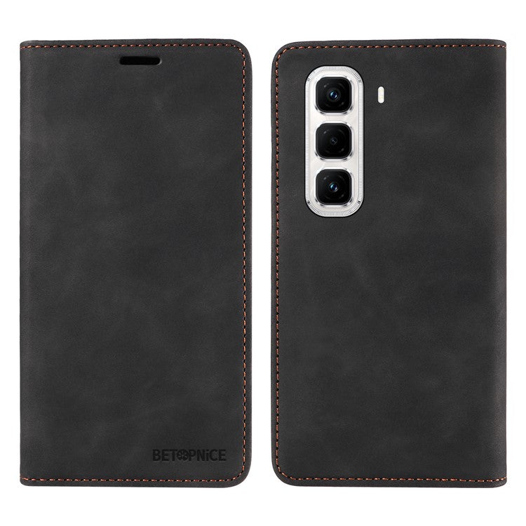 BETOPNICE 003 For Infinix Hot 50 Pro+ 4G Wallet Case Leather Phone Cover with Stand - Black