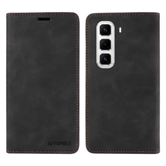 BETOPNICE 003 For Infinix Hot 50 Pro+ 4G Wallet Case Leather Phone Cover with Stand - Black