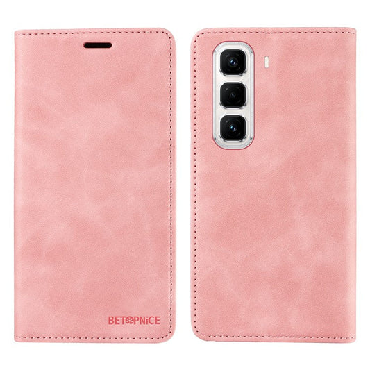 BETOPNICE 003 For Infinix Hot 50 Pro+ 4G Wallet Case Leather Phone Cover with Stand - Pink
