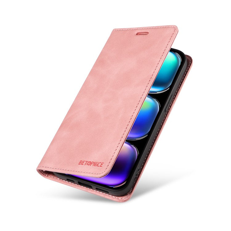 BETOPNICE 003 For Infinix Hot 50 Pro+ 4G Wallet Case Leather Phone Cover with Stand - Pink