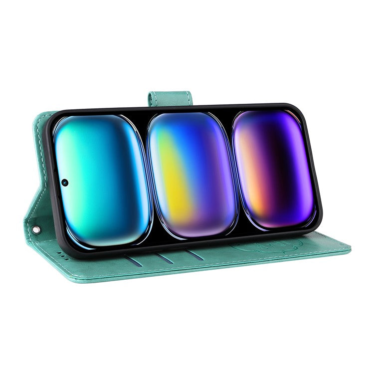 For Infinix Hot 50 Pro+ 4G Leather Case Butterfly Floral Imprint Wallet Stand Cover - Green