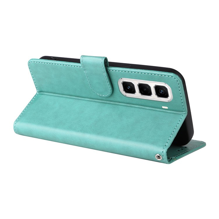 For Infinix Hot 50 Pro+ 4G Leather Case Butterfly Floral Imprint Wallet Stand Cover - Green