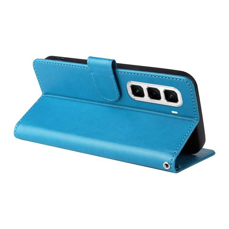 For Infinix Hot 50 Pro+ 4G Leather Case Butterfly Floral Imprint Wallet Stand Cover - Blue