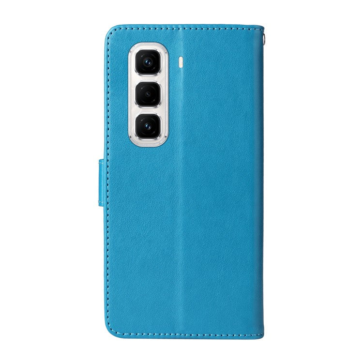For Infinix Hot 50 Pro+ 4G Leather Case Butterfly Floral Imprint Wallet Stand Cover - Blue