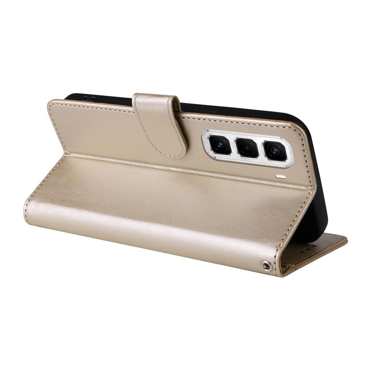 For Infinix Hot 50 Pro+ 4G Leather Case Butterfly Floral Imprint Wallet Stand Cover - Gold