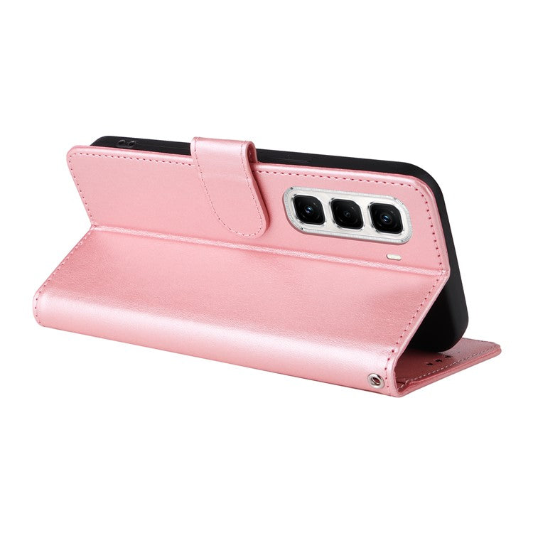 For Infinix Hot 50 Pro+ 4G Leather Case Butterfly Floral Imprint Wallet Stand Cover - Pink