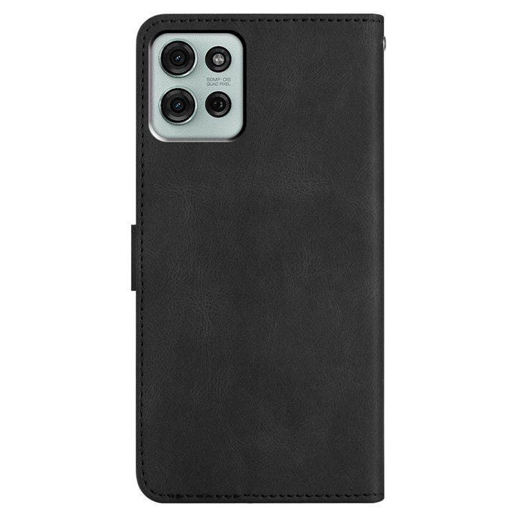 For Motorola Moto G75 5G Case Crazy Horse Texture PU Leather Wallet Stand Phone Cover - Black