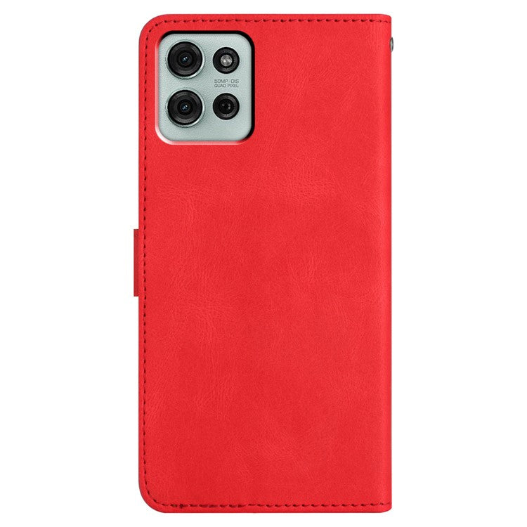 For Motorola Moto G75 5G Case Crazy Horse Texture PU Leather Wallet Stand Phone Cover - Red