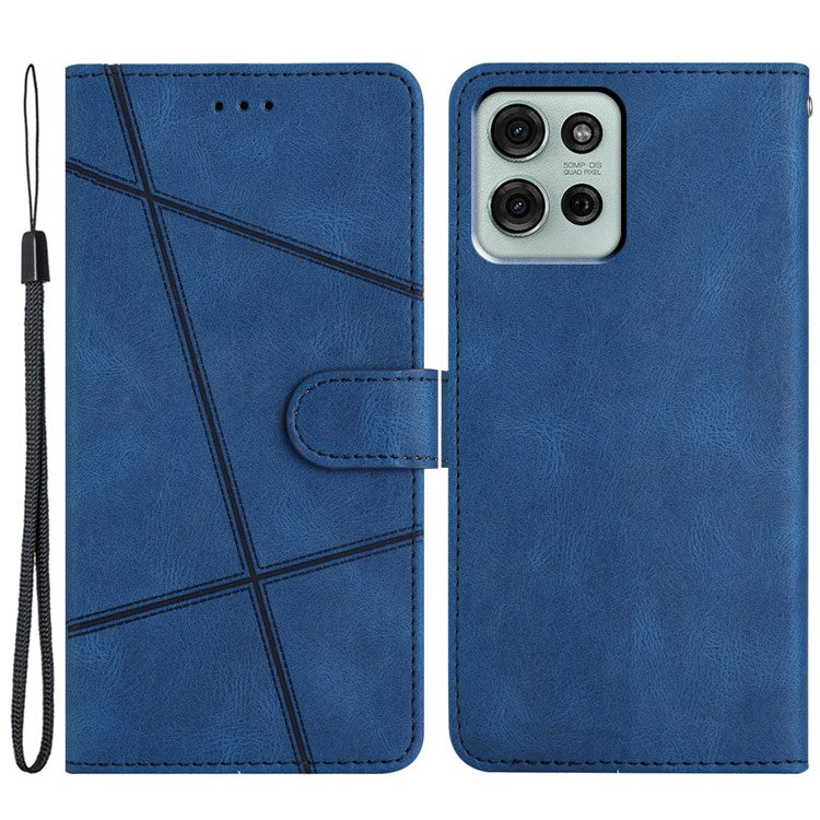 For Motorola Moto G75 5G Case Crazy Horse Texture PU Leather Wallet Stand Phone Cover - Blue
