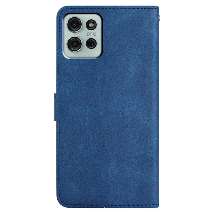 For Motorola Moto G75 5G Case Crazy Horse Texture PU Leather Wallet Stand Phone Cover - Blue
