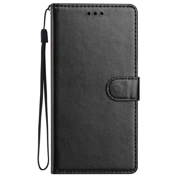 For Motorola Moto G75 5G Leather Case Wallet Stand Phone Cover with Handy Strap - Black