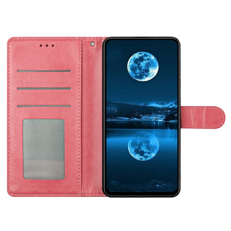 For Motorola Moto G75 5G Leather Case Wallet Stand Phone Cover with Handy Strap - Pink