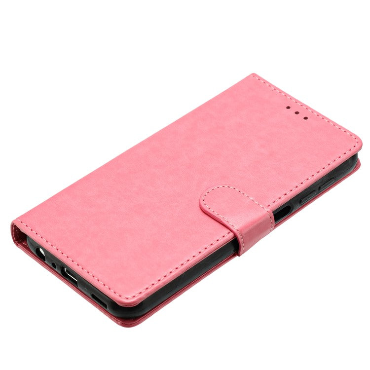 For Motorola Moto G75 5G Leather Case Wallet Stand Phone Cover with Handy Strap - Pink